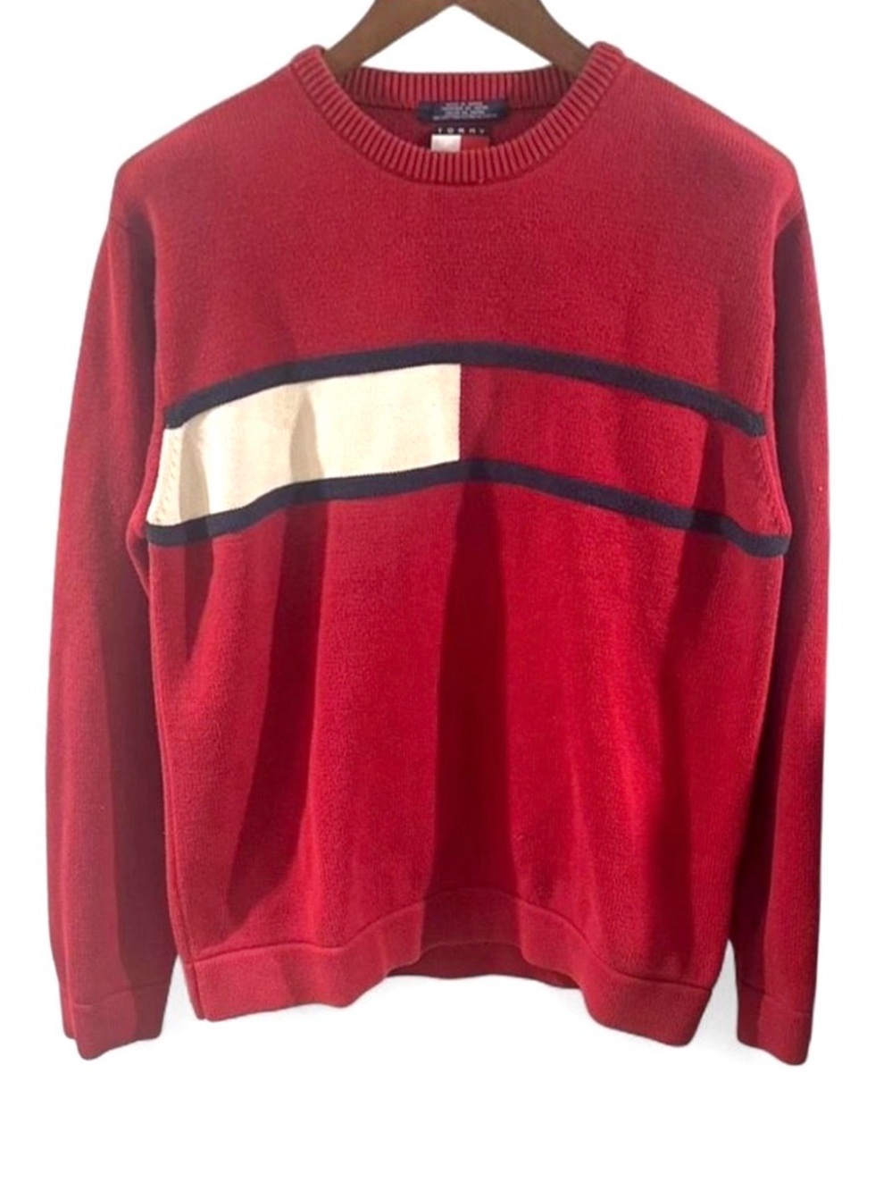 Vintage Tommy Hilfiger Made in Japan Red Crewneck Sweater Size Men’s Large